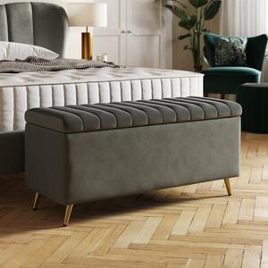 Curve Pleated Velvet End of Bed Ottoman