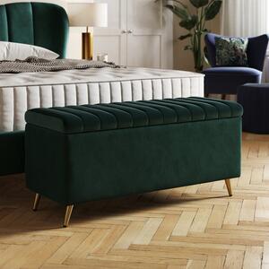 Curve Pleated Velvet End of Bed Ottoman