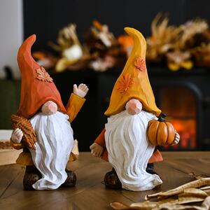 Autumn Gnome Holding a Pumpkin Ornament