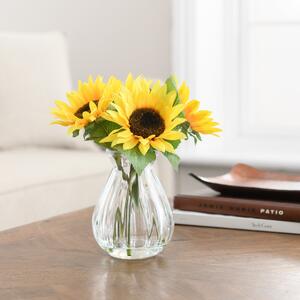 Artificial Sunflower Arrangement in Ribbed Vase Yellow