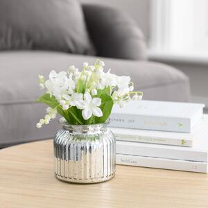Artificial Lily of the Valley in Mercury Pot 22cm White
