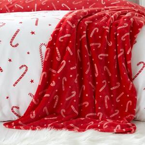 Catherine Lansfield Candy Cane Fleece Throw Blanket 130cm x 170cm