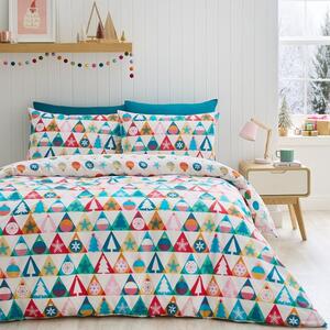 Catherine Lansfield Geometric Christmas Reversible Duvet Cover and Pillowcase Set