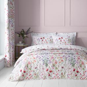 Watercoloured Floral Bedspread Pink