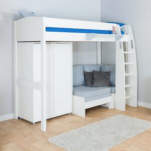 Stompa Uno High Sleeper with Corner Sofa And Wardrobe, Pine