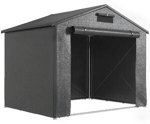 Outsunny 8 x 6 ft Outdoor Garden Storage Shed, Waterproof Bike Tent with Roll-Up Zipper Door
