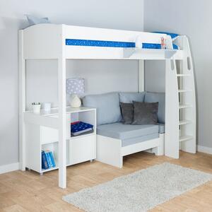 Stompa Uno High Sleeper with Corner Sofa and Cube Unit, Pine