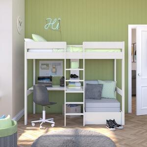 Stompa Uno Highsleeper With Chair Bed And Cushion Set, Pine