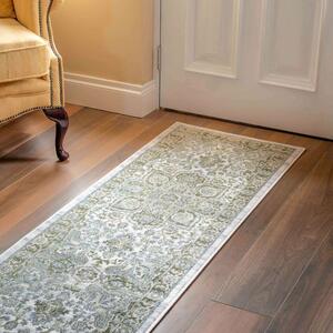 Oriental Bordered Green Floral Hall Runner Rug | Catalina