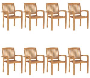 Stacking Garden Chairs 8 pcs Solid Teak Wood