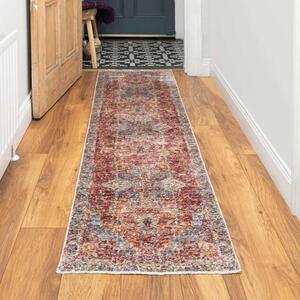 Soft Warm Terracotta Traditional Distressed Hall Runner Rug | Mystic