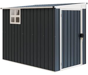 Outsunny 7.6 x 4ft Garden Metal Shed, Outdoor Storage Shed with Window, 2 Vents and Lockable Door for Garden, Patio, Dark Grey