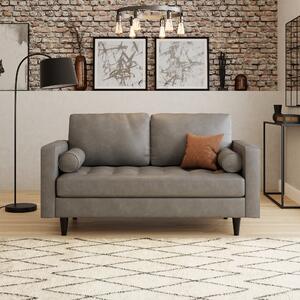 Zoe Distressed Faux Leather 2 Seater Sofa Grey