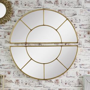 2 Section Wall Mirror, Antique Effect 92cm Gold Effect