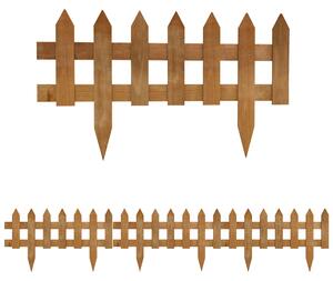 Outsunny 60L x 1D x 34H cm Pack of 12 Wooden Border Fences, Garden Fixed Picket Fence for Lawn Edging, Flowerbed, Brown Aosom UK