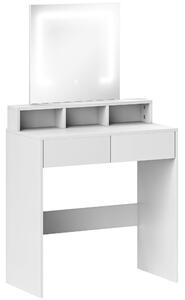 HOMCOM Dressing Table with Mirror and LED Lights, Vanity Table with Drawers, Compartments, Colour Lighting for Women and Girls, White Aosom UK