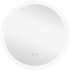 Kleankin LED Bathroom Mirror: Round Wall-Mounted Illuminated Mirror, 3 Colour Settings, Anti-Fog, Memory, Aluminium Frame, 70 x 70 cm Aosom UK