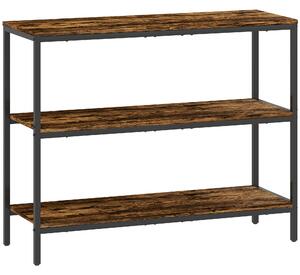 HOMCOM 3-Tier Console Table with Storage Shelves - Rustic Brown
