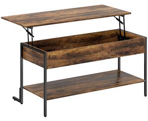 HOMCOM Lift-Top Coffee Table, with Storage - Rustic Brown