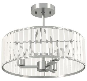 HOMCOM Crystal Ceiling Light Fixture, Semi Flush Mount Modern Crystal Chandelier Ceiling Light for Living Room, Bedroom, Hallway, Dining Room, E14 Base 3-Lights, Silver Tone