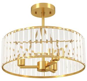 HOMCOM Crystal Ceiling Light Fixture, Semi Flush Mount Modern Crystal Chandelier Ceiling Light for Living Room, Bedroom, Hallway, Dining Room, E14 Base 3-Lights, Gold Tone