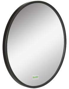 Kleankin Round Bathroom Mirror: Wall-Mounted Makeup Mirror with Aluminium Frame, Black Aosom UK