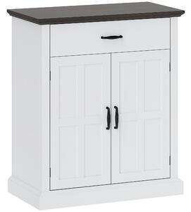 HOMCOM Farmhouse Sideboard with 3 cm Thick Top 2 Barn Doors - White