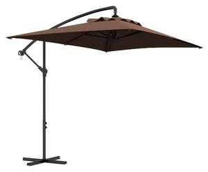 Outsunny Waterproof Cantilever Parasol: Crank-Operated, 6 Ribs, Cross Base, Rectangular Banana Hanging Umbrella, 3x2m, Brown Aosom UK