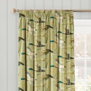 Mallards in Flight Pencil Pleat Curtains