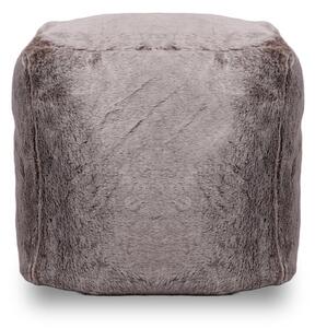 Kaikoo Grey Faux Fur Beanbag Cube