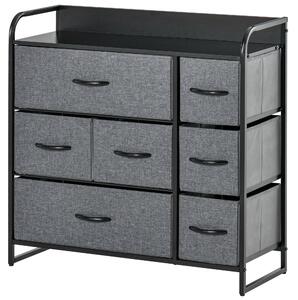 HOMCOM Chest of Drawers with 7 Foldable Drawers, 3-Tier Fabric Bedroom Dresser, Clothes Storage Unit for Bedroom, Living Room, Grey