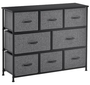 HOMCOM Chest of Drawers with 8 Foldable Drawers, 3-Tier Fabric Bedroom Dresser, Clothes Storage Unit for Bedroom Living Room, Dark Grey