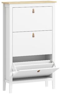 HOMCOM Modern Three-Drawer Shoe Cabinet - White