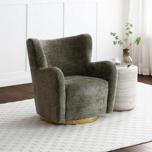 Theo Distressed Chenille Swivel Armchair