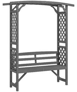Outsunny Garden Bench, Wooden Garden Arbour with Seat for Vines/Climbing Plants, Grey