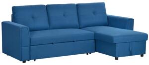 HOMCOM L Shaped Couch, 3 Seater Sofa Bed, Convertible Click Clack Settee Sectional Sleeper Futon for Living Room, Office, Dark Blue Aosom UK