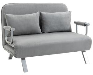 HOMCOM Two-Seater Click-Clack Sofa Bed - Light Grey Aosom UK