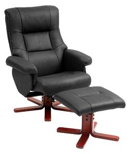 HOMCOM Faux Microfibre Leather Manual Recliner and Footstool Set - Black Aosom UK