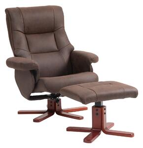 HOMCOM Faux Microfibre Leather Manual Recliner and Footstool Set - Dark Brown Aosom UK