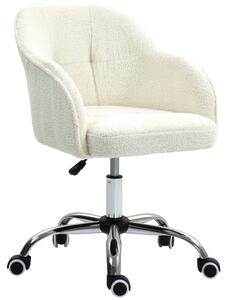 HOMCOM Computer Desk Chair, Fluffy Fabric Swivel Office Chair, Makeup Vanity Chair with Height Adjustable, Wheels, for Home Study Bedroom, Cream White Aosom UK