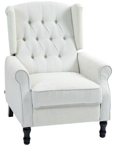 HOMCOM Recliner Armchair, Vintage Reclining Chair with Nail Head Trim, Wingback Chair with Button Tufted Back and Footrest, for Living Room, Cream White Aosom UK