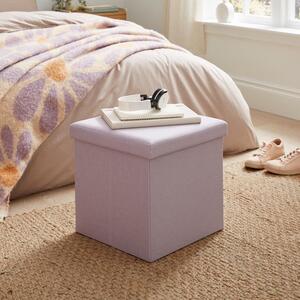 Faux Linen Cube Storage Ottoman