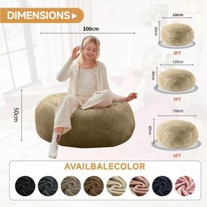 4-Foot Medium Bean Bag Sofa Chair with Eco‑Friendly Bead Filling, Foldable Cover, Reading Lounger for Adults, 100L x 100W x 50H cm, Apricot Aosom UK