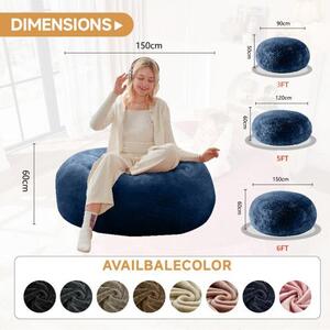 Large Bean Bag Sofa Chair with Space-Saving Design, Eco-Friendly Bead Filling, Temporary Guest Bed for Adults, 150L x 150W x 60H cm, Blue Aosom UK