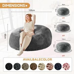 5-Foot Bean Bag Sofa Chair with Eco-Friendly Bead Filling, Reading Lounger Perfect for Pressure-Relieving, 120L x 120W x 60H cm, Dark Gray Aosom UK