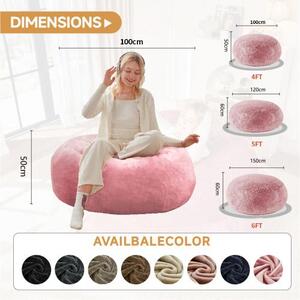 4-Foot Medium Bean Bag Sofa Chair with Eco‑Friendly Bead Filling, Reading Lounger for Adults and Guests, 100L x 100W x 50H cm, Pink Aosom UK