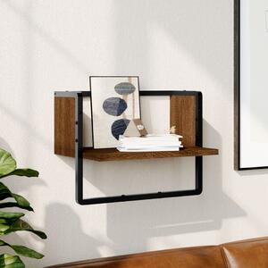 Wall Shelf with Bar Brown Oak 40x25x30 cm