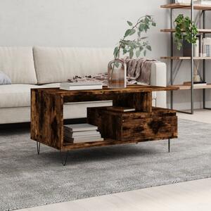 Coffee Table Smoked Oak 90x49x45 cm Engineered Wood