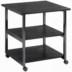 HOMCOM 3-Tier Printer Stand with Storage Shelf, Mobile Printer Table on Wheels, 50 x 50 x 52.5cm Rolling Printer Cart for Office, Black Aosom UK