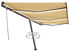 Manual Retractable Awning with LED 600x350 cm Yellow and White
